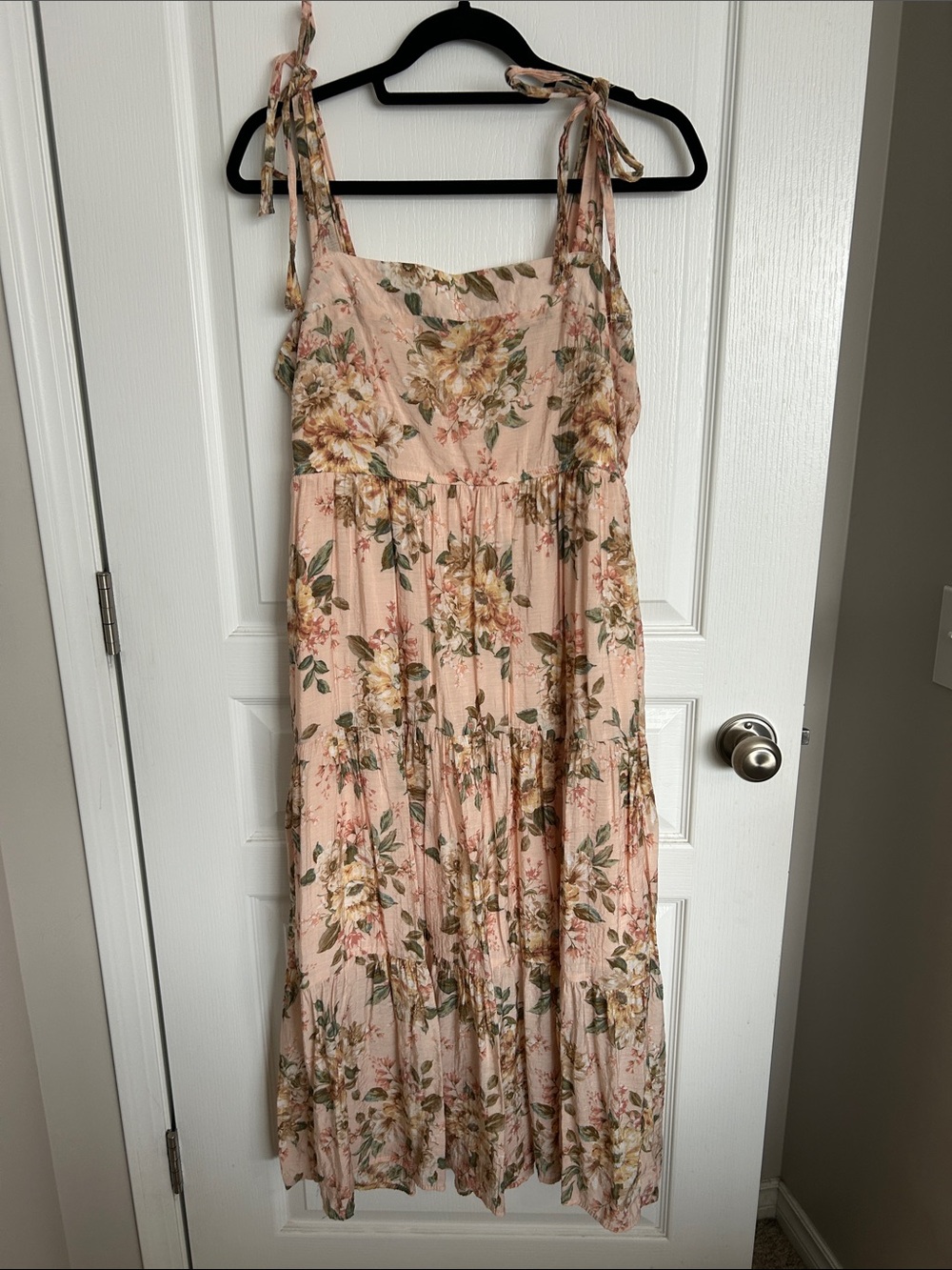 By The River Floral Tie-Shoulder Maxi Dress in Blush Pink